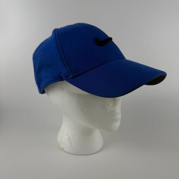 Nike Dri-Fit Baseball Hat Men's M / L Club Cap Blue Adjustable Black Swoosh - Picture 2 of 8